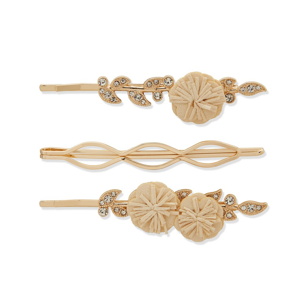 LONNA & LILLY 15H00120 Beige Floral Hair Pin Set