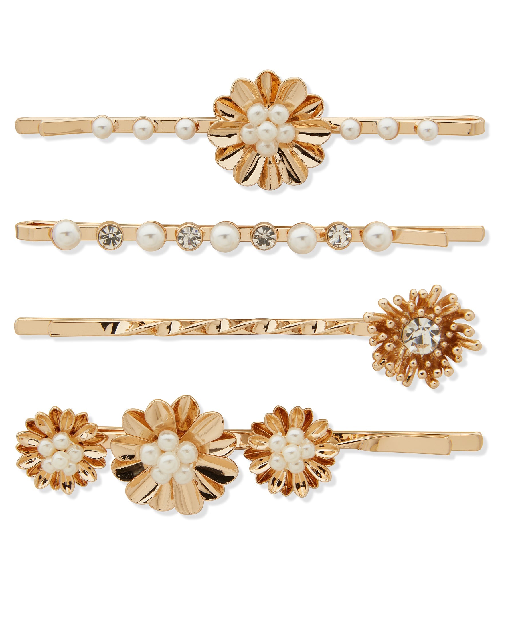 LONNA & LILLY 15H00121 Pearl & Crystal Flower Hair Pins