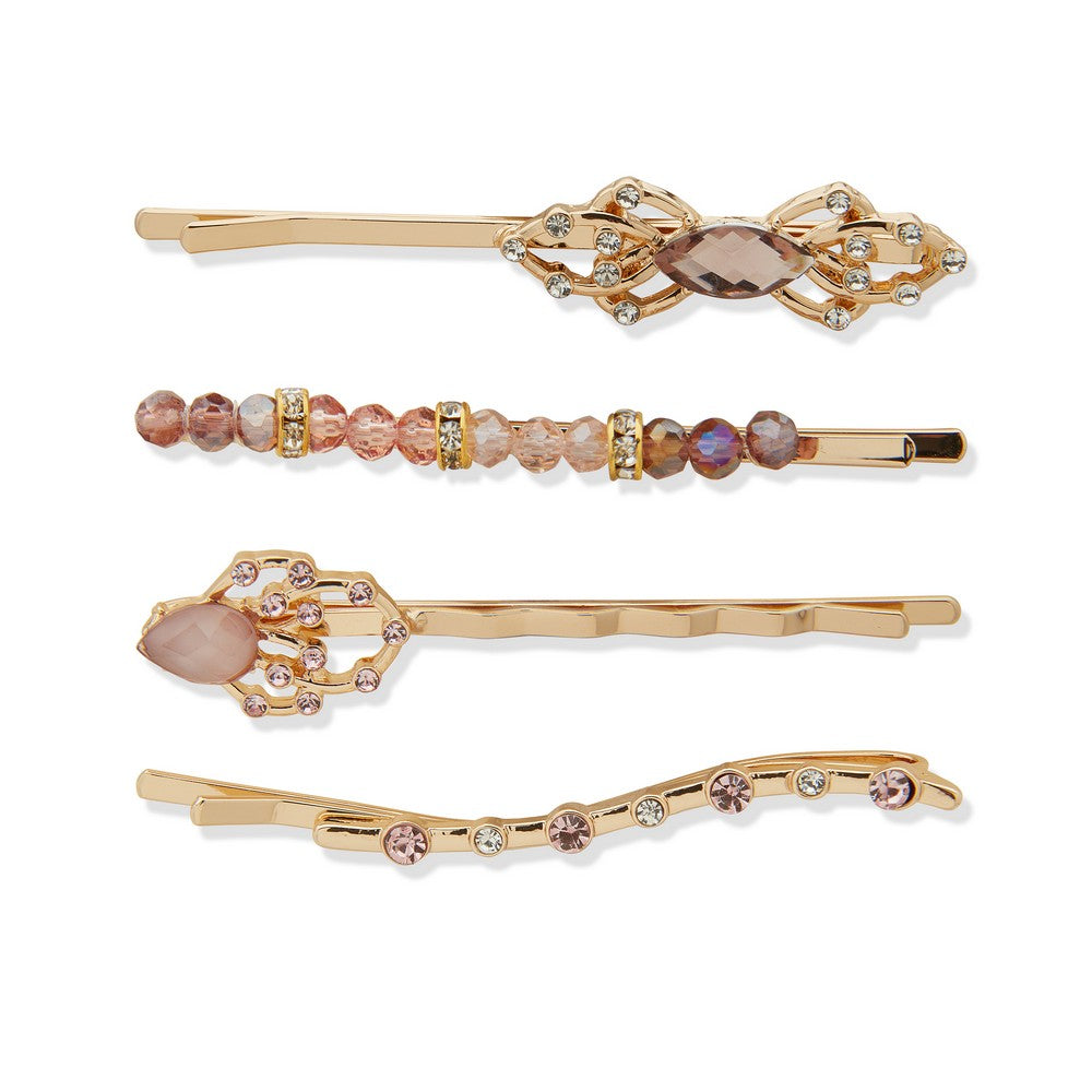 LONNA & LILLY 15H00122 Pink Crystal Hair Pin Set