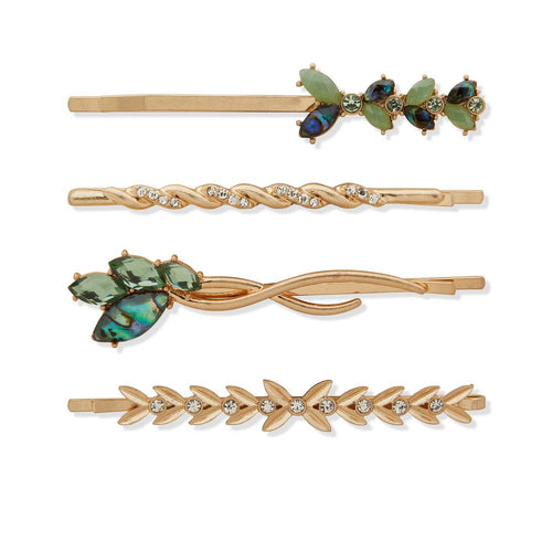 LONNA & LILLY 15H00123 Green Crystal Hair Pin Set