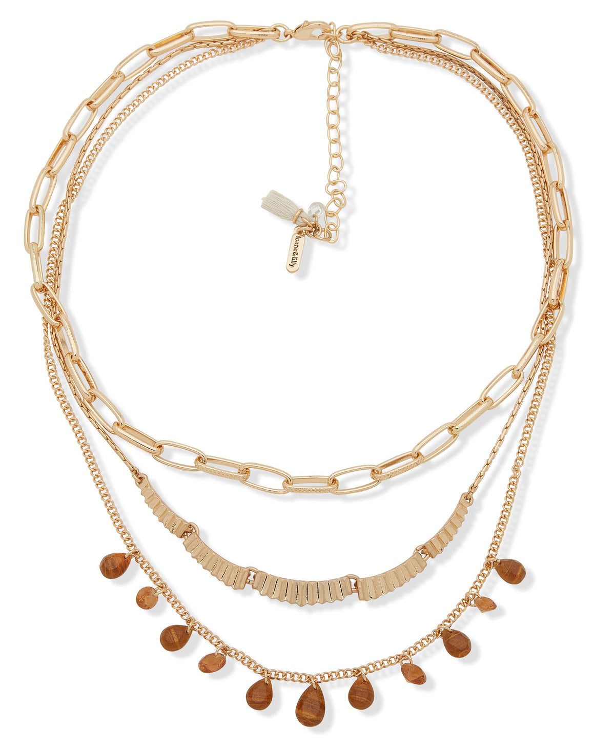 LONNA & LILLY 15N00186 Triple Layer Charm Necklace