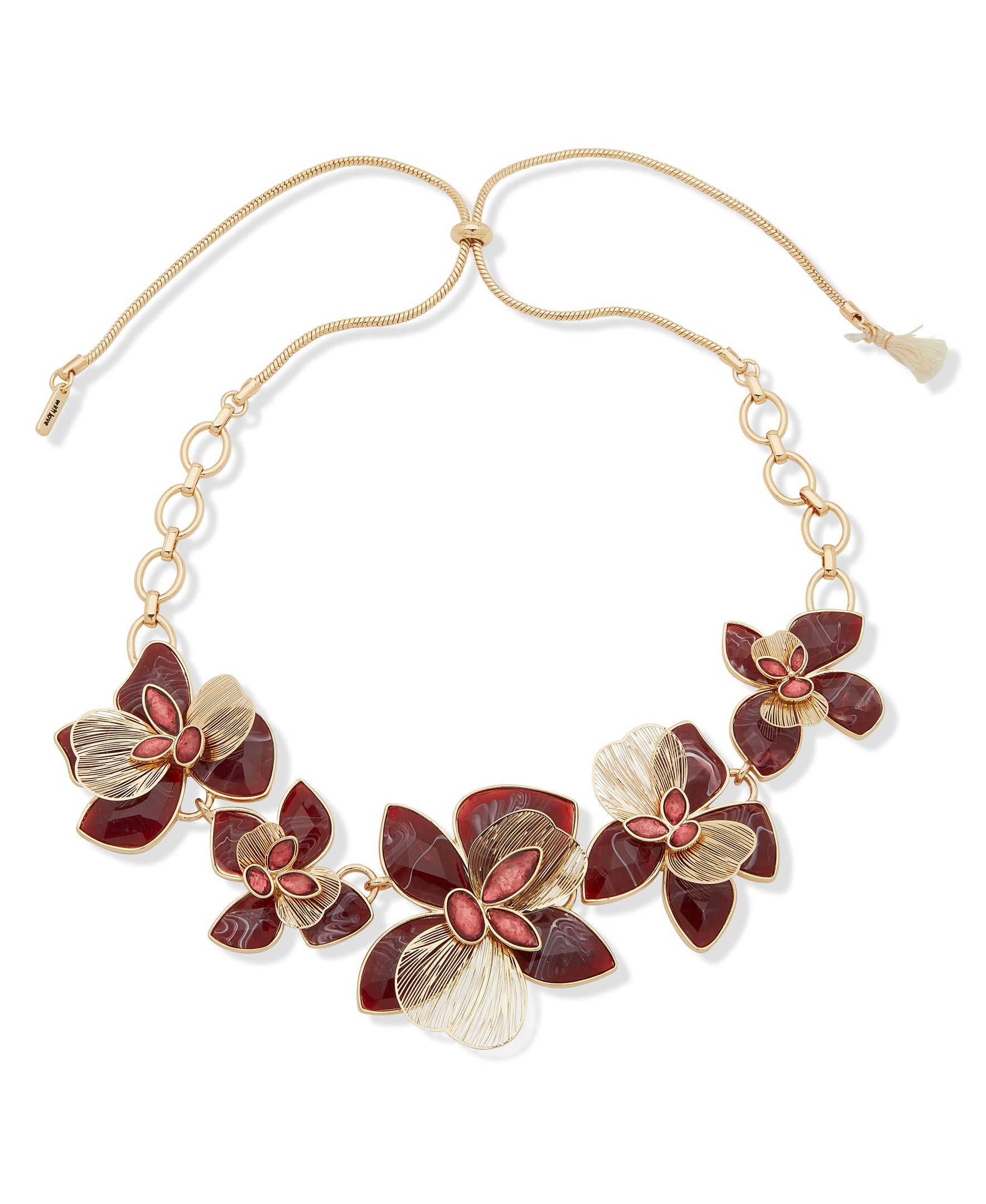 LONNA & LILLY 15N00197 Red Floral Statement Necklace