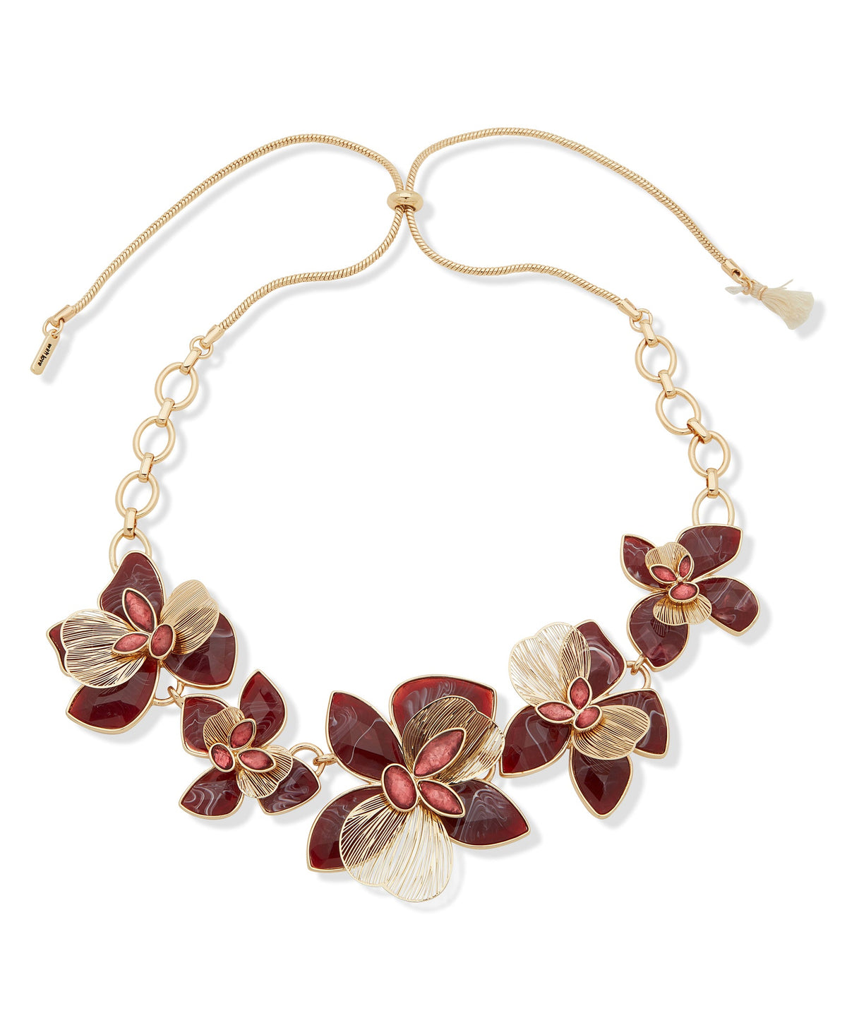 LONNA & LILLY 15N00197 Red Floral Statement Necklace