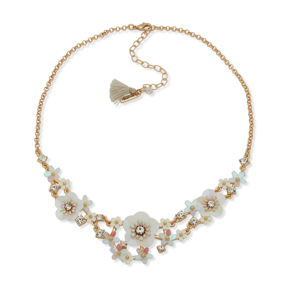 LONNA & LILLY 15N00207 JEWELRY White Blossom Floral Necklace with Crystals