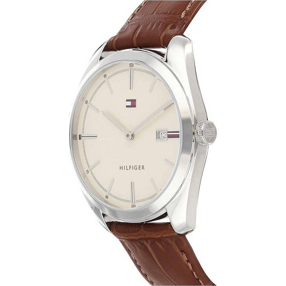 Tommy Hilfiger 1710430 Men's White Dial Brown Leather Strap Men's Watch