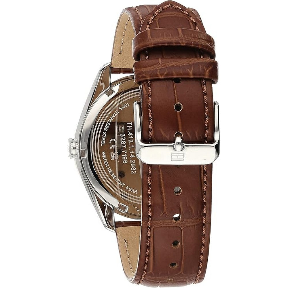 Tommy Hilfiger 1710430 Men's White Dial Brown Leather Strap Men's Watch