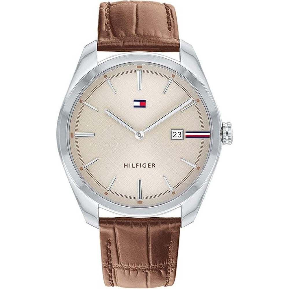 Tommy Hilfiger 1710430 Men's White Dial Brown Leather Strap Men's Watch