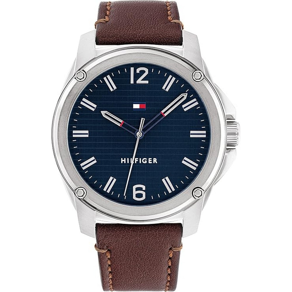 Tommy Hilfiger Jason Men’s Watch 1710484 – 44mm Blue Dial, Brown Leather Strap