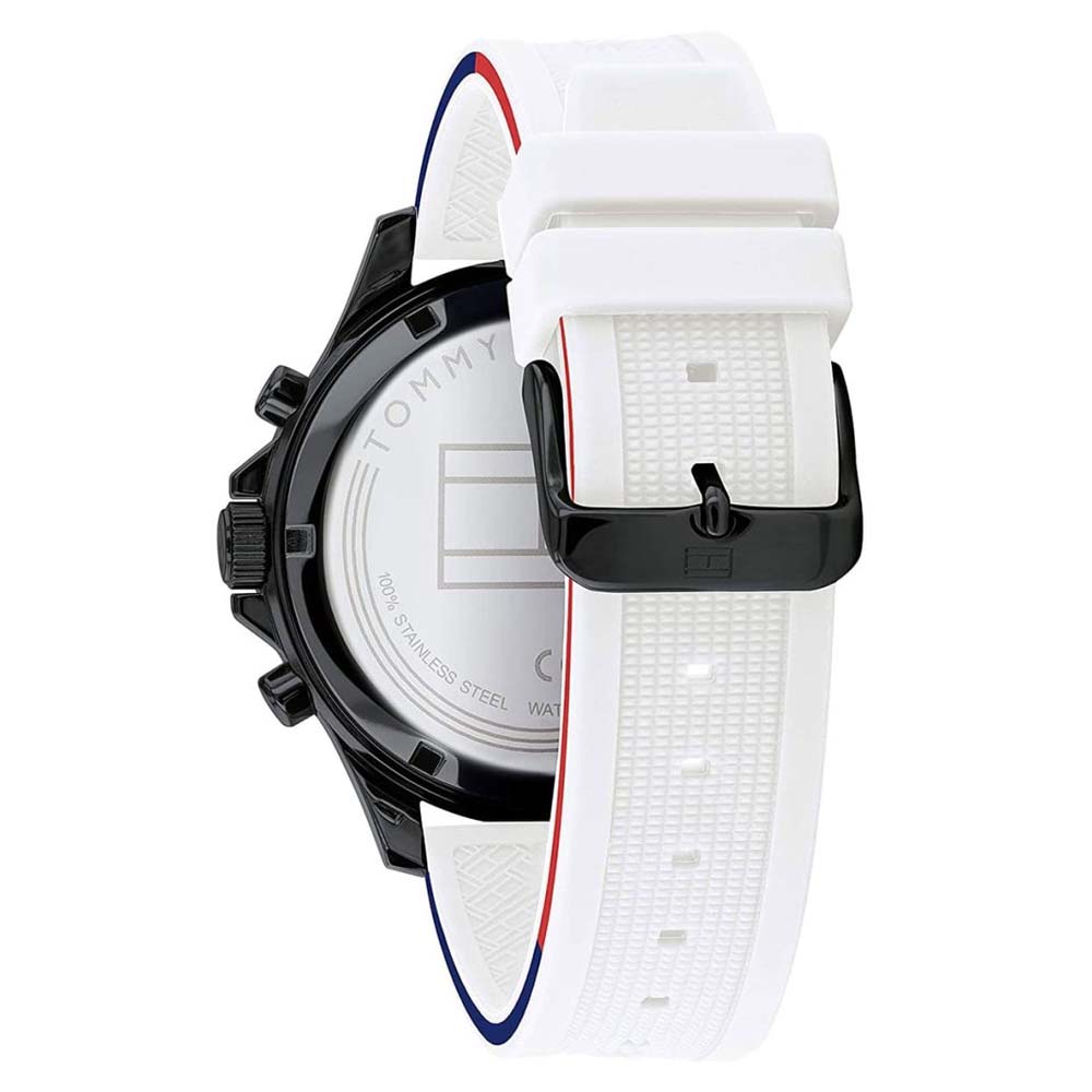 Tommy Hilfiger Bank Men's White Dial Silicone Watch 1791723 – 46 mm