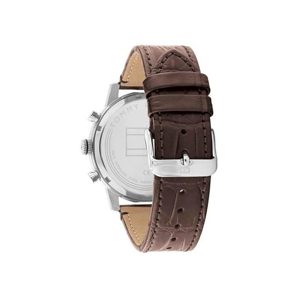 Tommy Hilfiger 1791884 Silver Dial Brown Leather Strap Men's Watch