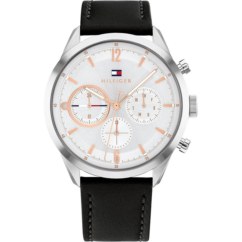 Tommy Hilfiger 1791941 Multifunction Stainless Steel and Leather Strap Men's Watch