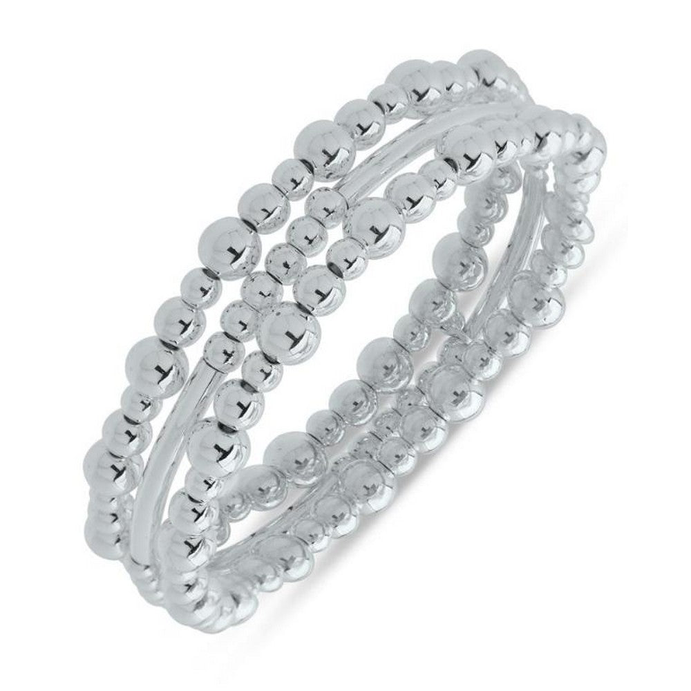 Nine West Jewelry 19B00525 Silver Tone Beaded Metal Stretch Bracelets NINE WEST