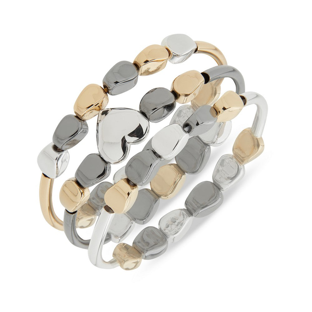 Nine West Multi-Tone Heart Stretch Bracelet Set