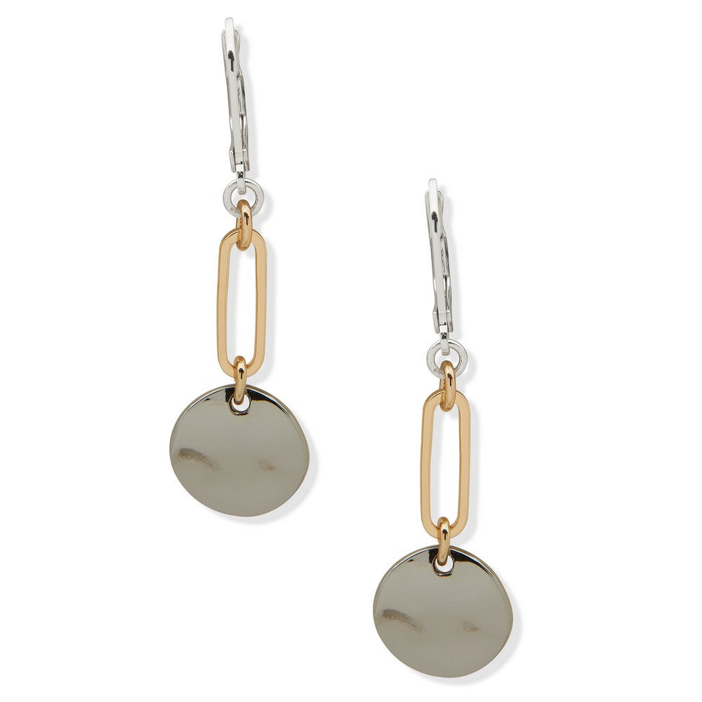 Nine West Two-Tone Disc Drop Earrings