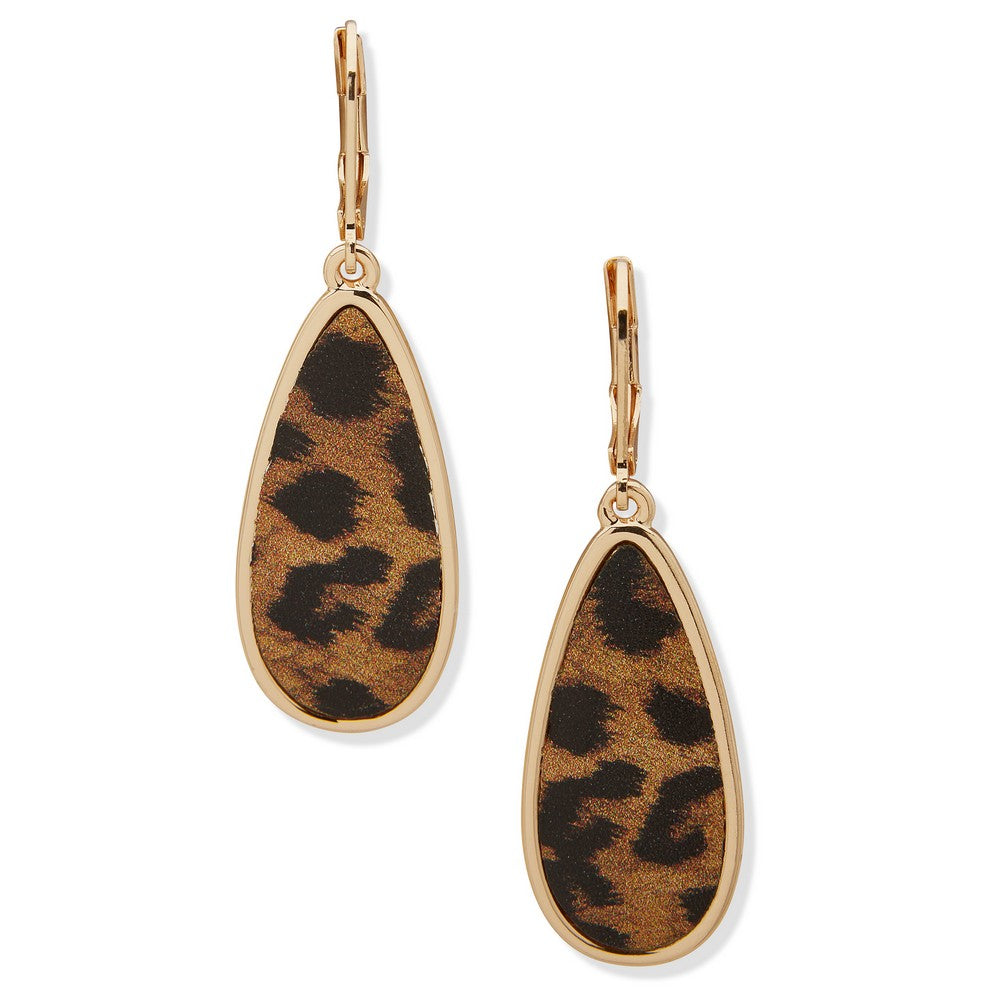 Nine West 19G02564 Leopard Print Teardrop Earrings