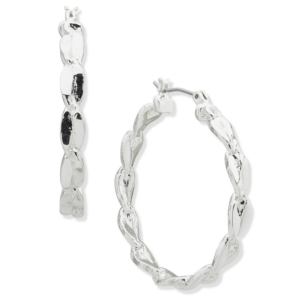 Nine West Silver Textured Hoop Earrings