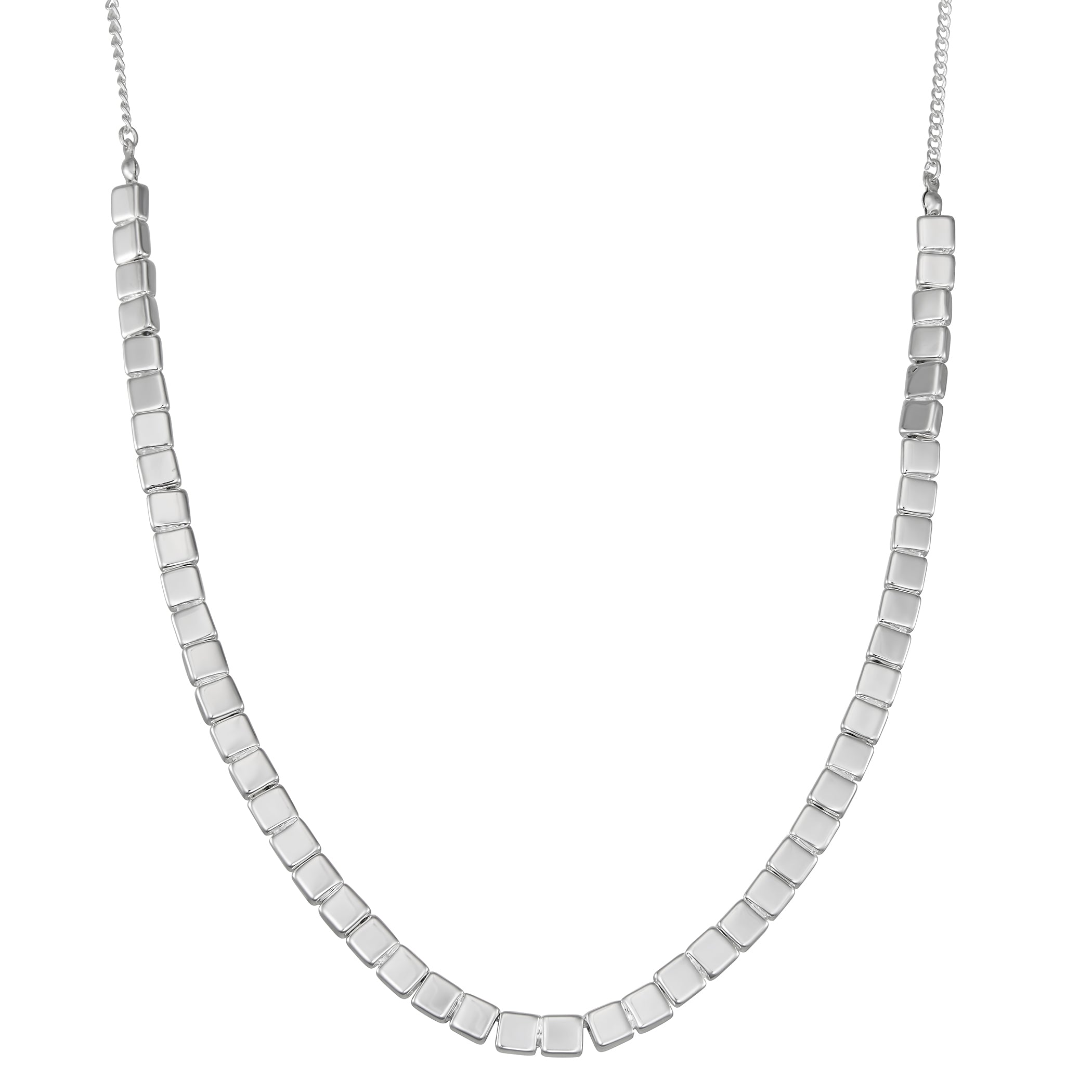 19N00882 Nine West Silver-Tone Square Link Necklace