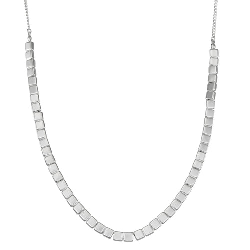 19N00882 Nine West Silver-Tone Square Link Necklace