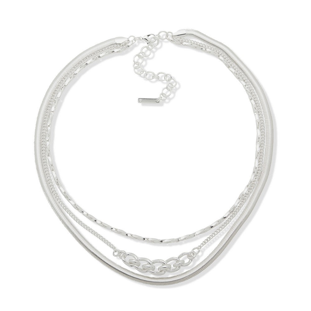 Nine West 19N00910 Silver Multi-Layer Chain Necklace