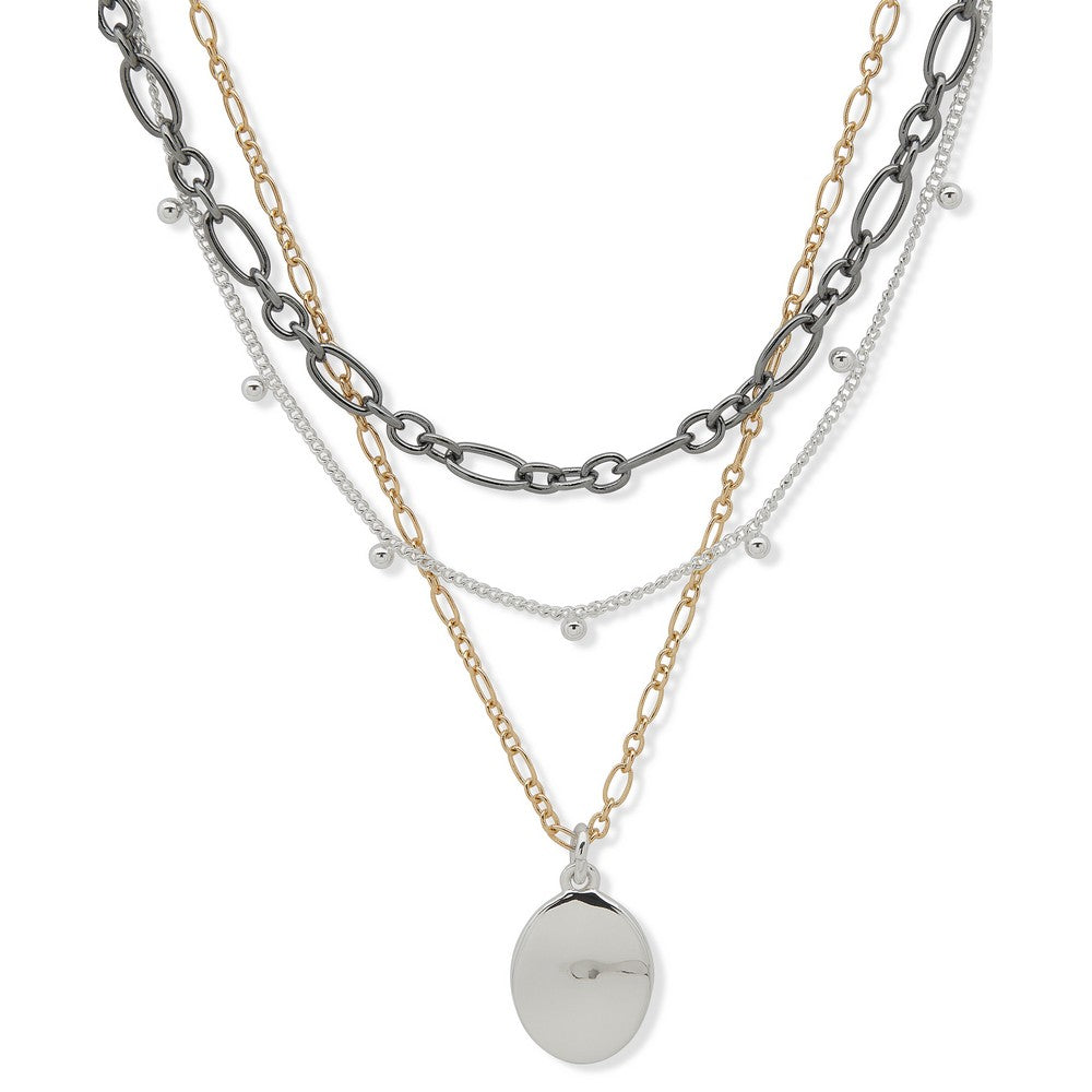 Nine West 19N00911 Mixed Metal Multi-Layer Pendant Necklace
