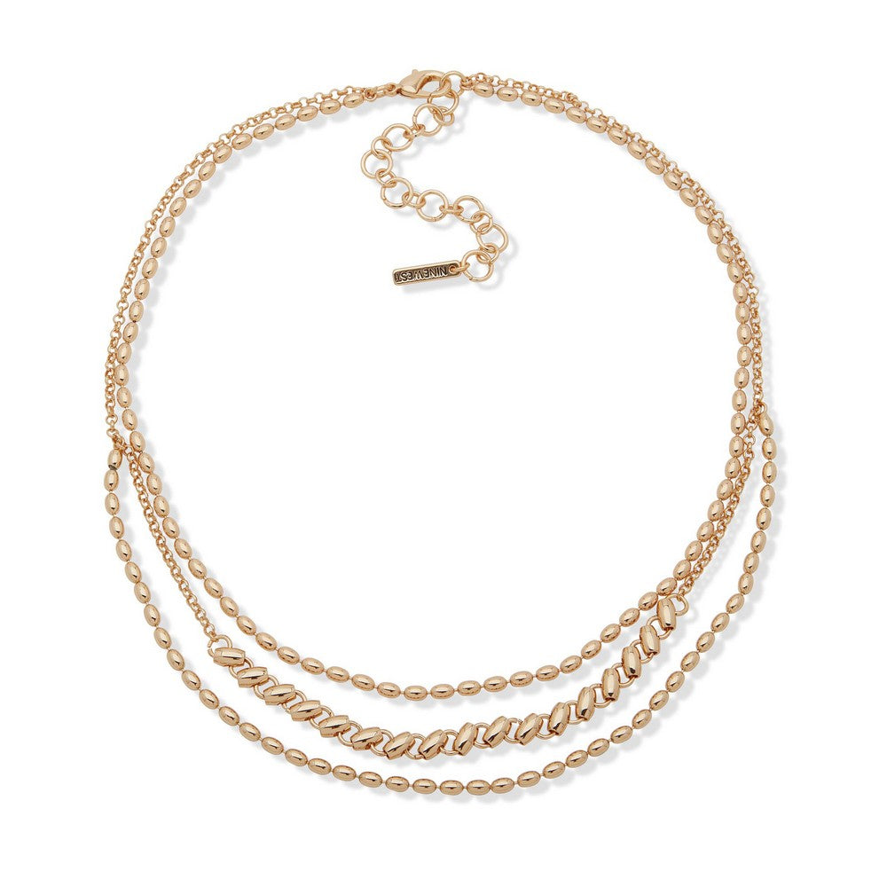Nine West 19N01131 Gold Multi-Row Chain Necklace