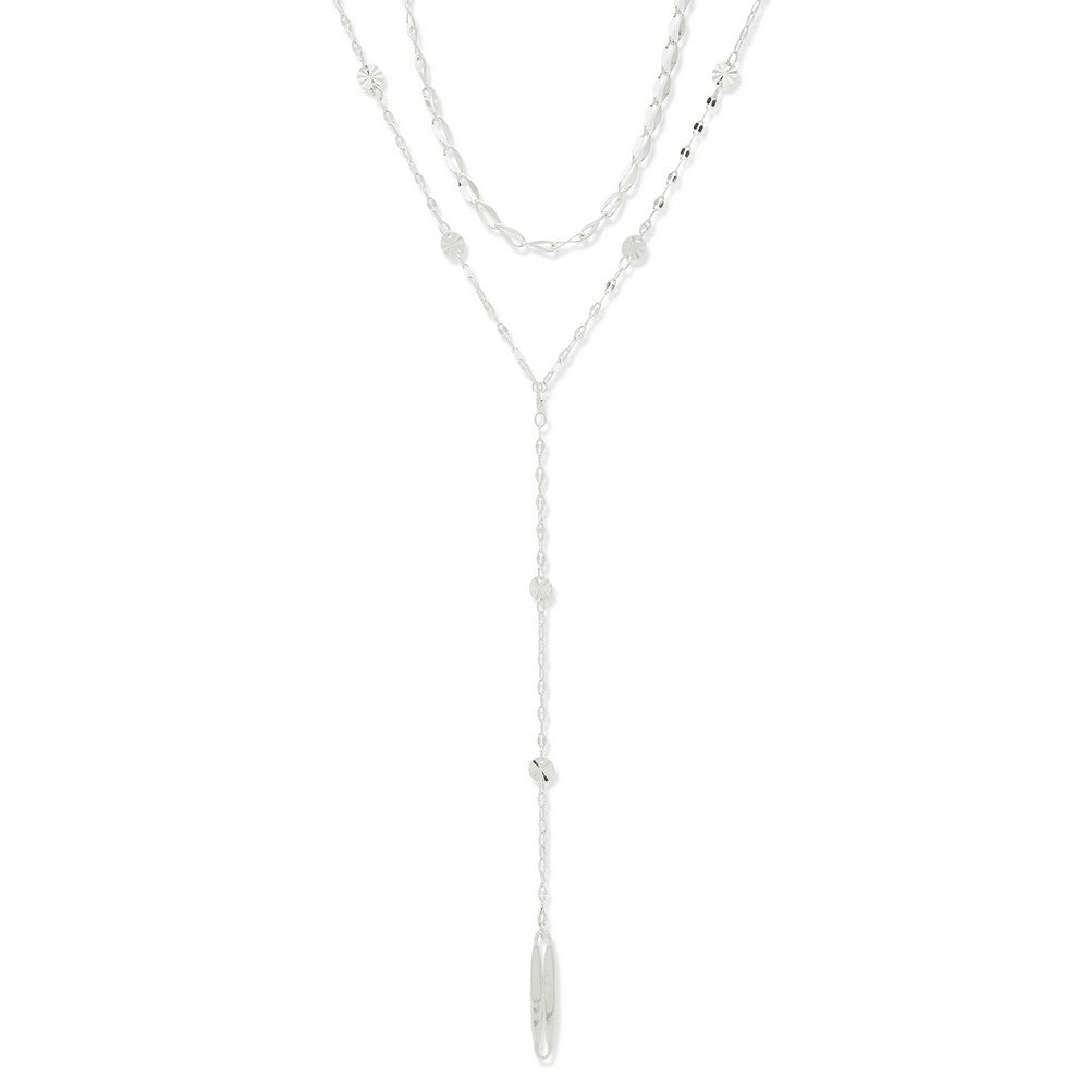 Nine West 19N01147 Silver Y-Drop Multi-Layer Necklace