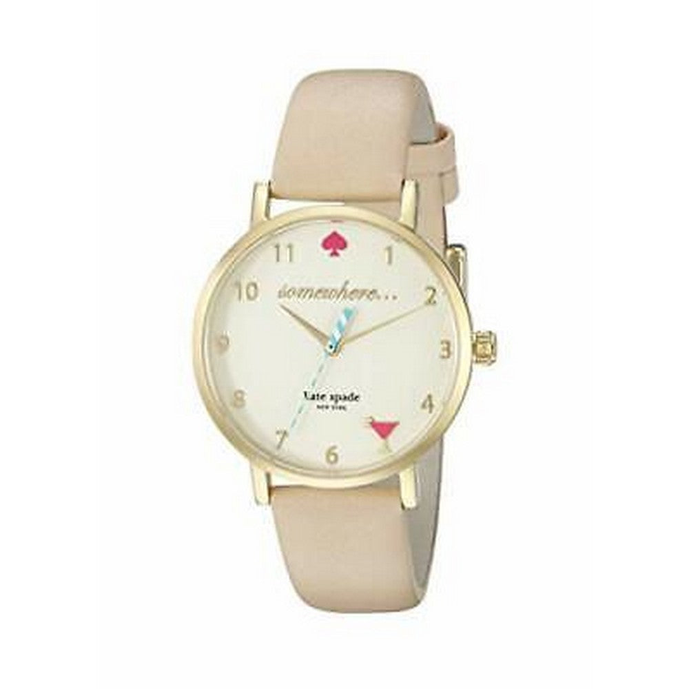 KATE SPADE 1YRU0484 New York Beige Dial Beige Leather Women's Watch Kate Spade