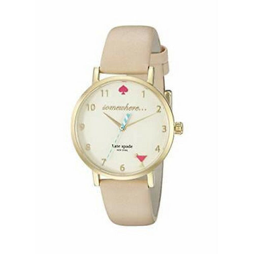KATE SPADE 1YRU0484 New York Beige Dial Beige Leather Women's Watch Kate Spade