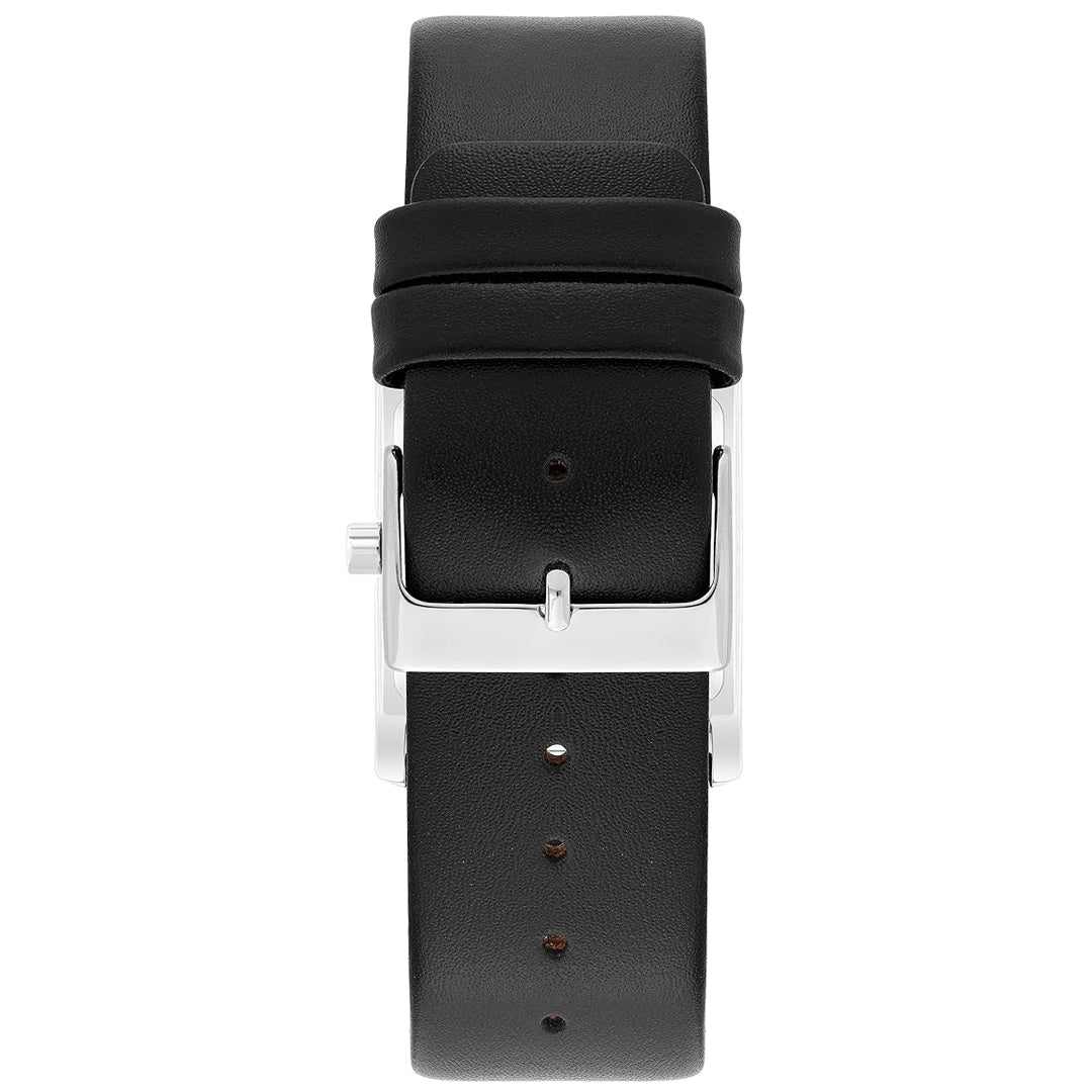 ARMITRON 20-4604BKSVBK Men's Genuine Crystal Accented Leather Strap Watch