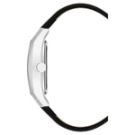 ARMITRON 20-4604BKSVBK Men's Genuine Crystal Accented Leather Strap Watch