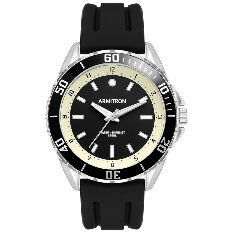 ARMITRON 20-4604BKSVBK Black Dial Rotating bezel Men's Watch
