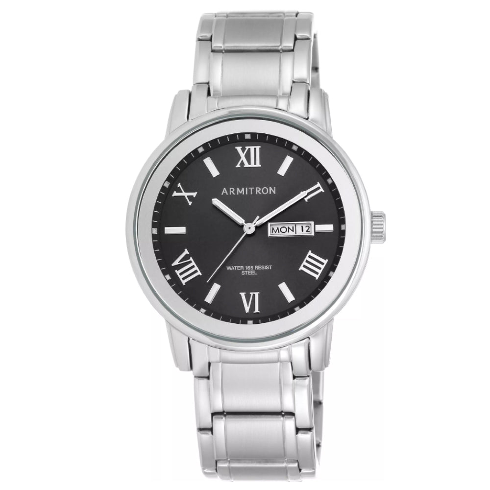 Armitron 20/4935bksv Men's Day/Date Function Bracelet Watch,