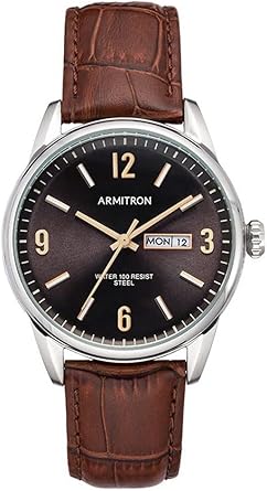 Armitron 20-5048BKSVBN Men's Day/Date Function Croco-Grain Leather Strap Watch