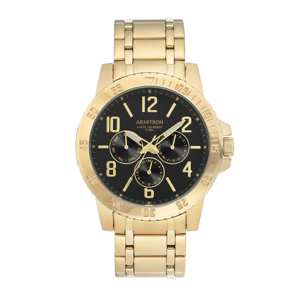 Armitron 20/5214BKGP Multi-Function Dial Gold-Tone Men's Bracelet Watch