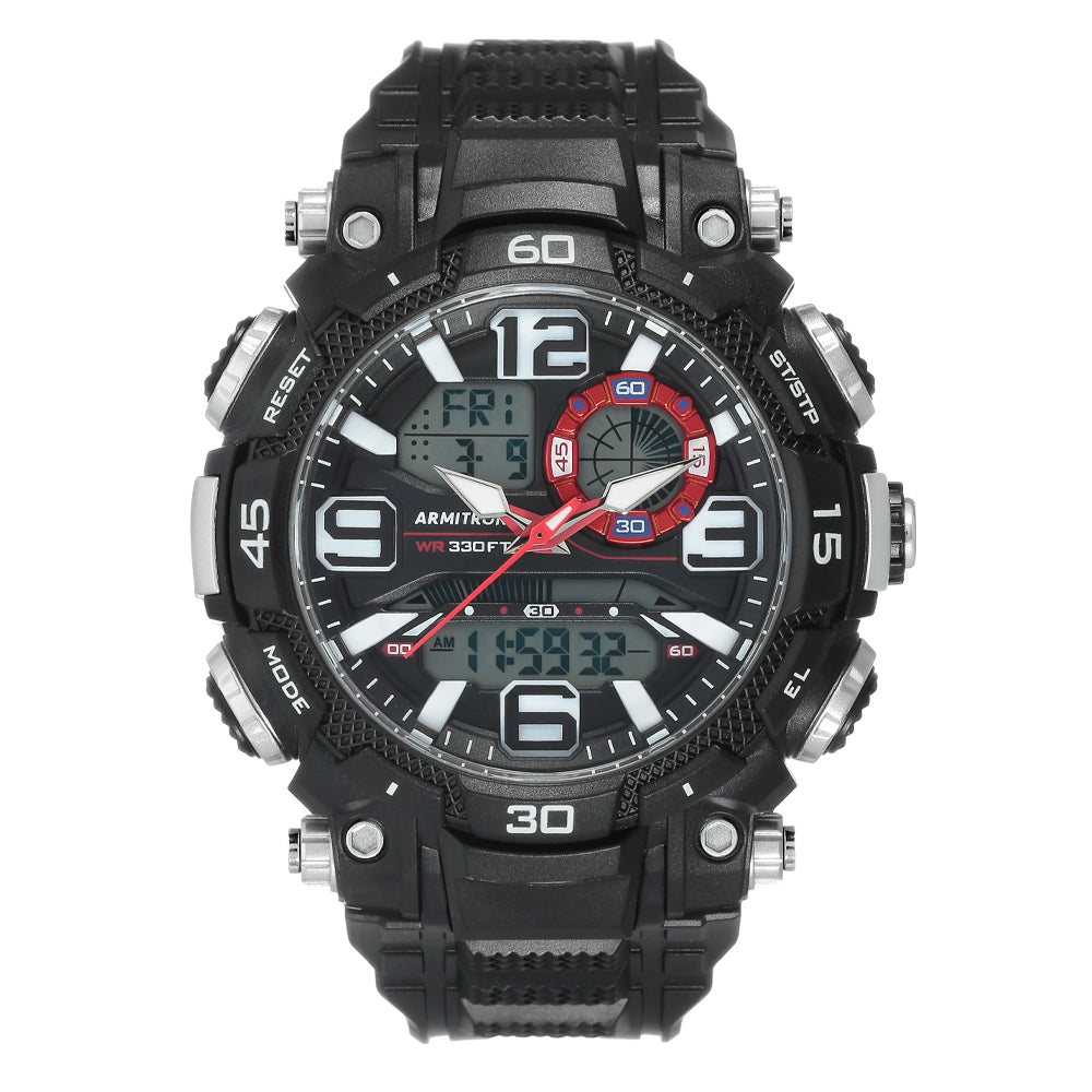 Armitron 20/5270BLK Dual Sports Analogue Digital Black Resin Strap Men's Watch