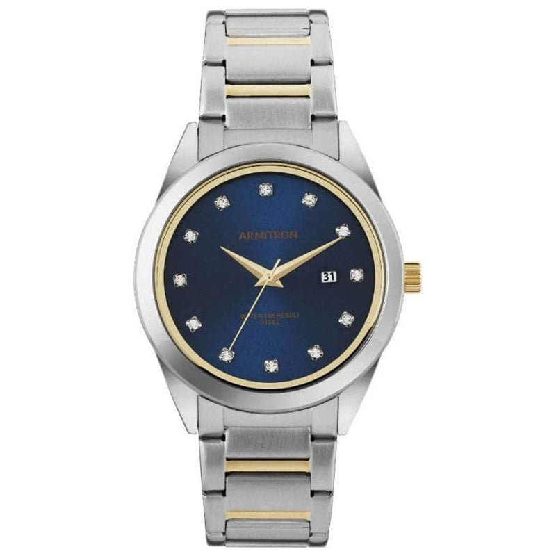 ARMITRON 20-5455NVTT Men's Genuine Crystal Accented Date Function Bracelet Watch