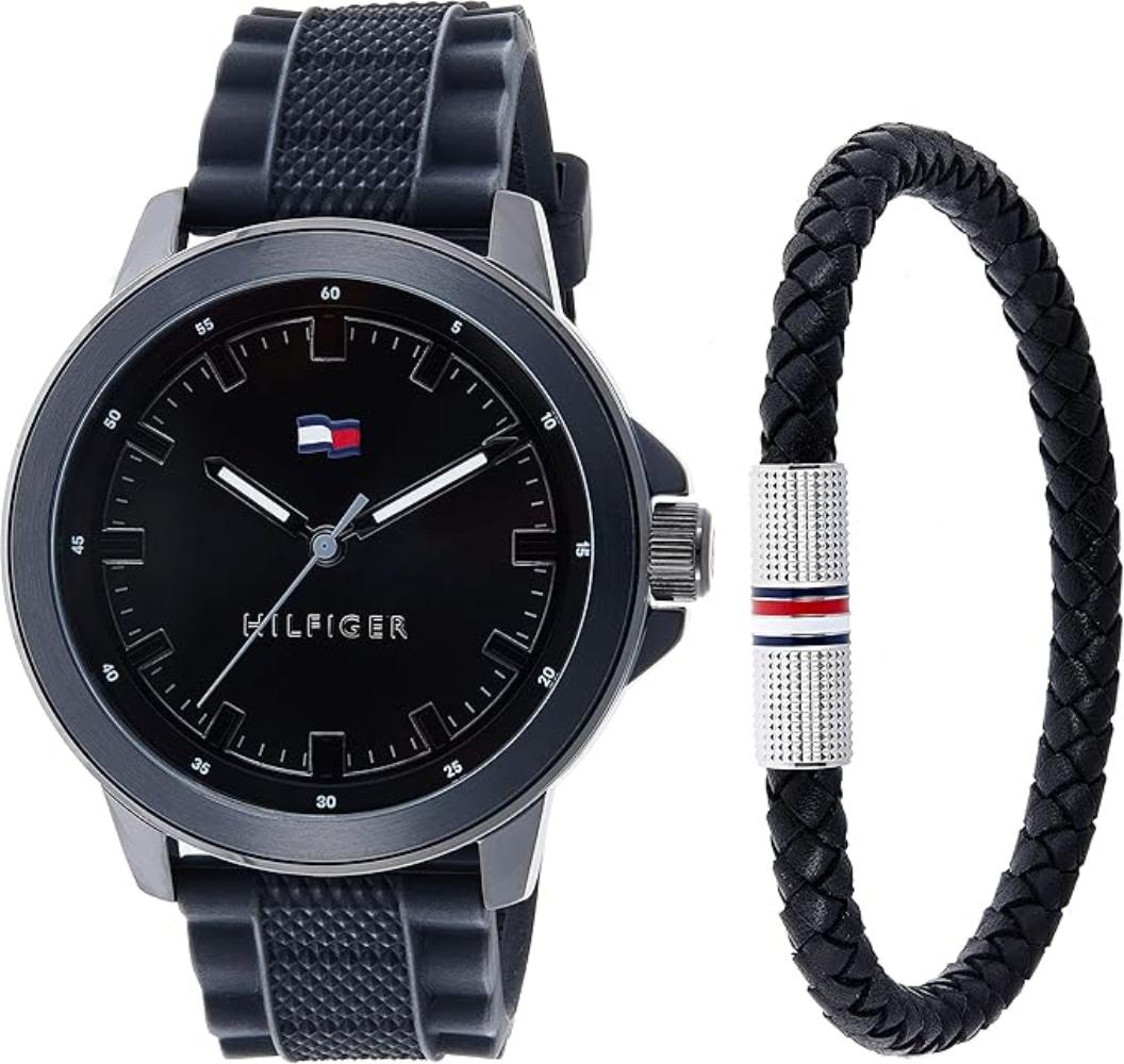 Tommy Hilfiger 2770151 SILICONE WATCH AND LEATHER BRAIDED BRACELET MEN's WATCH