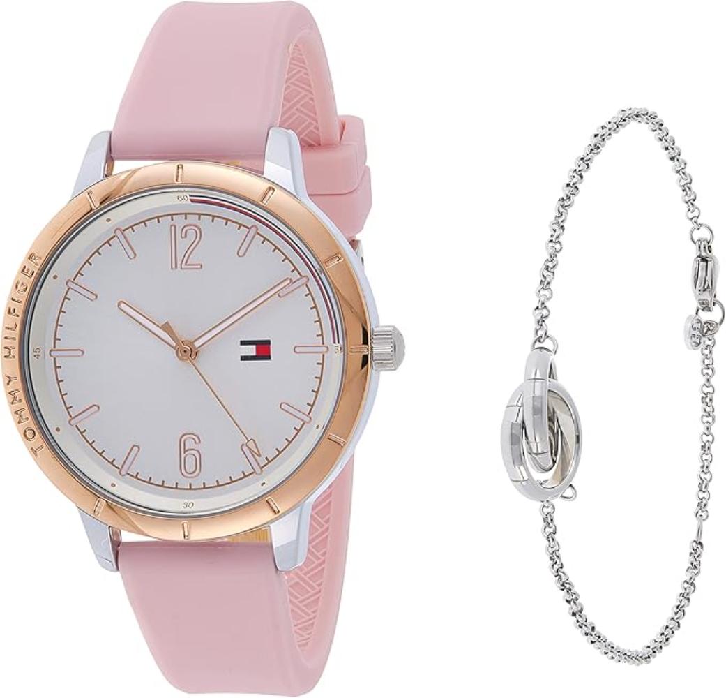 Tommy Hilfiger 2770152 Gift Set White Dial Pink Silicone Strap Women Watch