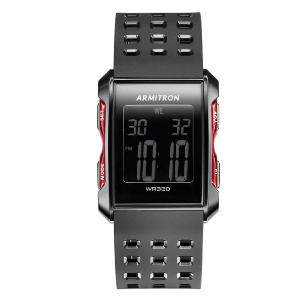 Armitron 40/8177RED Orbit Chrono Sports Chronograph Digital Perforated Resin Strap Men's Watch