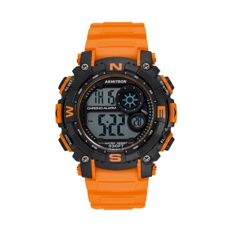 Armitron 40/8284BOR Armitron Men's Digital Chronograph Black and Orange Resin Strap Watch