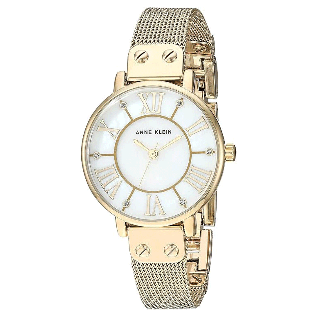 Anne Klein AK/3180GBST White Dial Analog Quartz Women's Watch