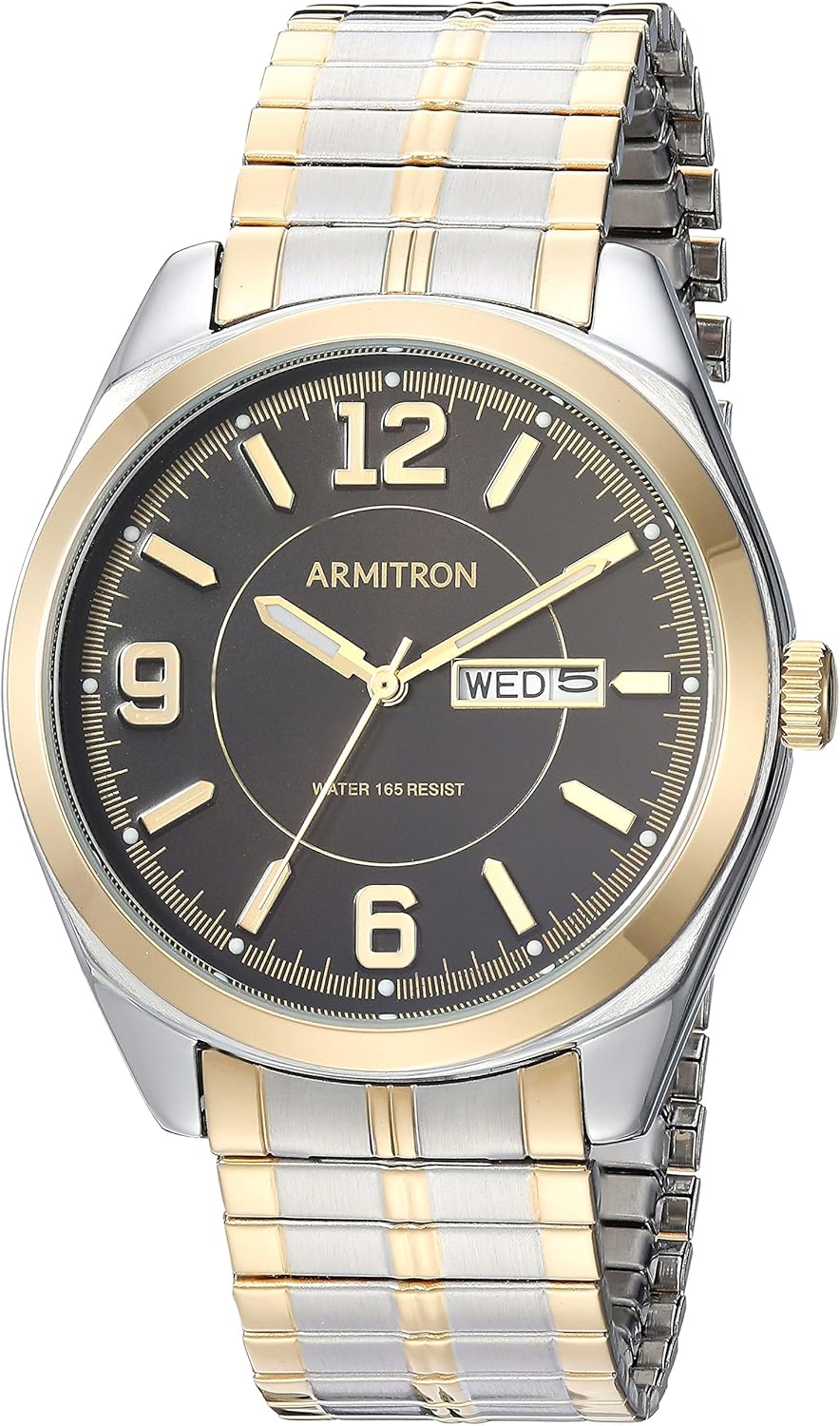 Armitron 20-4591BKTT Men's Day/Date Easy to Read Metal Expansion Bracelet Watch,