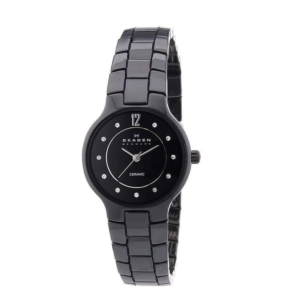 SKAGEN 572SBXBC Analogue Quartz Black Dial Ceramic Women's Bracelet Watch Skagen