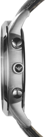 Emporio Armani AR2447 Men's Three-Hand Date Black Leather Watch