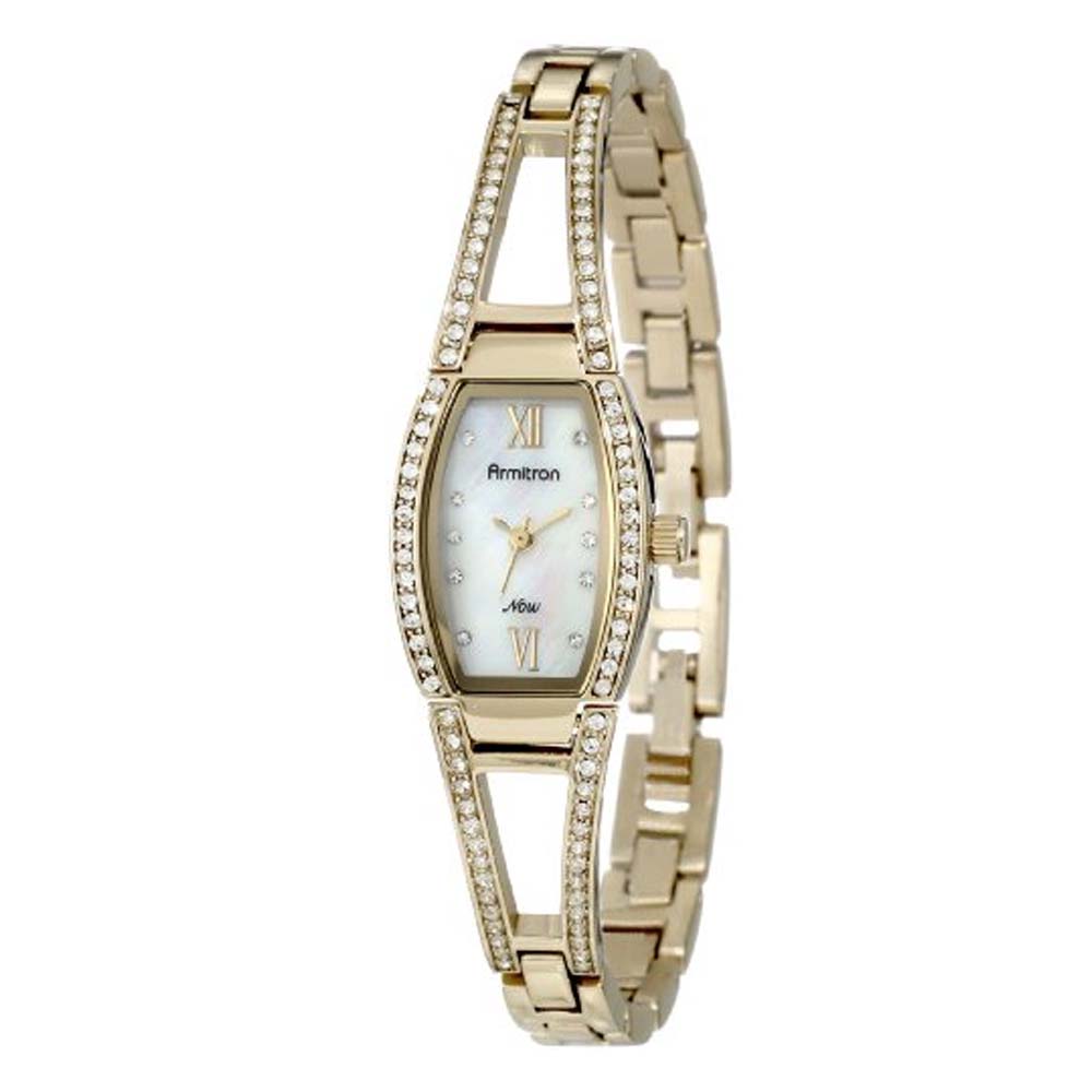 Armitron Women's 75/3530MPGP Crystal Accented Gold-Tone Bangle Watch