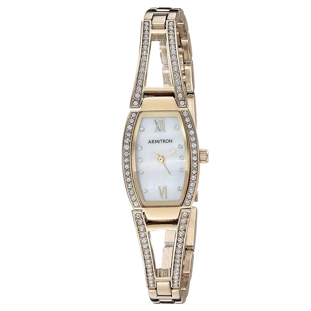Armitron Women's 75/3530MPGP Crystal Accented Gold-Tone Bangle Watch