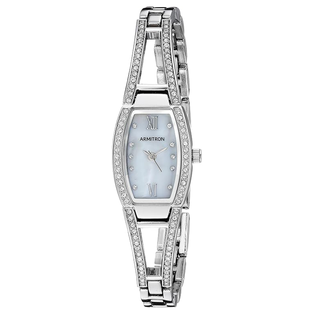 Armitron 75/3531MPSV Crystal Accented Silver-Tone Bangle Women's Watch