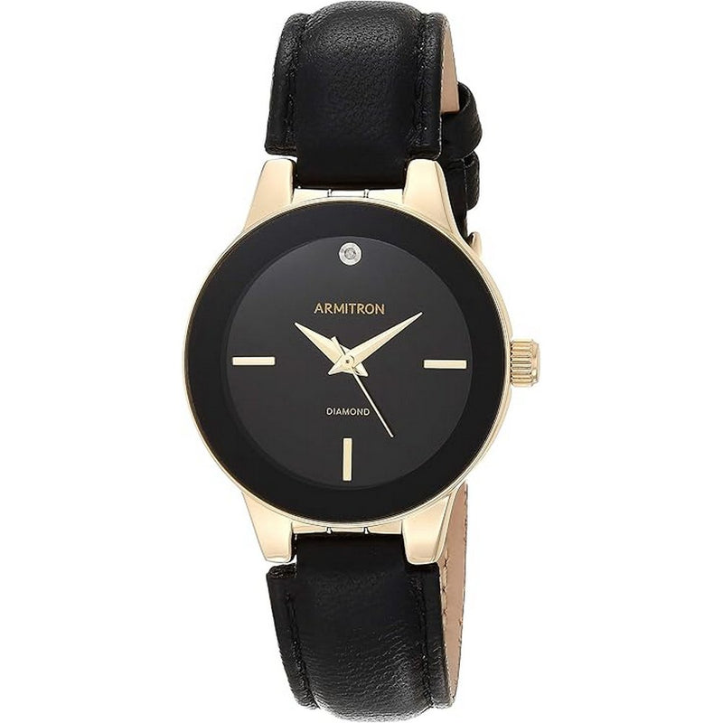 Armitron 75/5410BKGPBK Diamond Dial Leather Strap Women's Watch