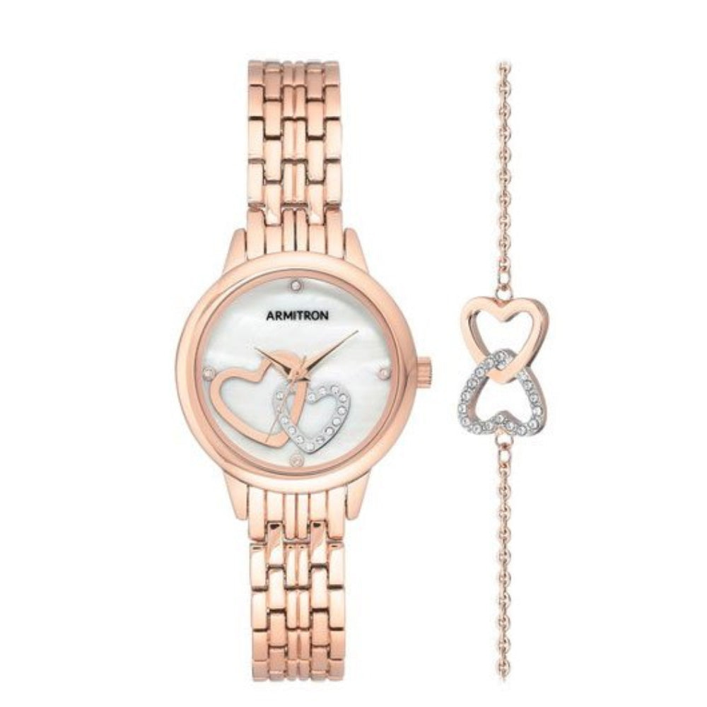 Armitron 75/5663MPRGST  women's rose gold-tone watch and bracelet set