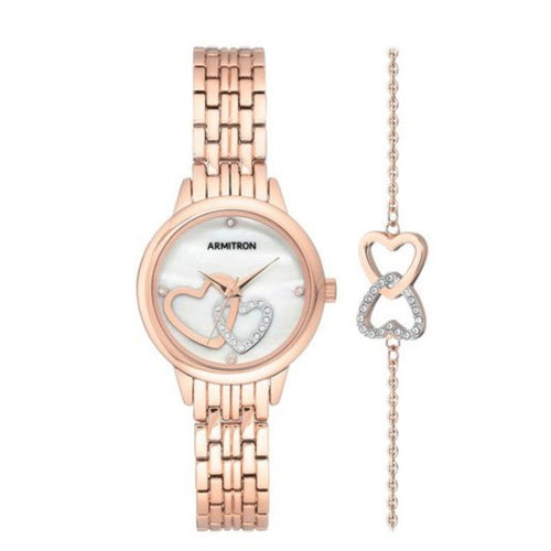 Armitron 75/5663MPRGST  women's rose gold-tone watch and bracelet set